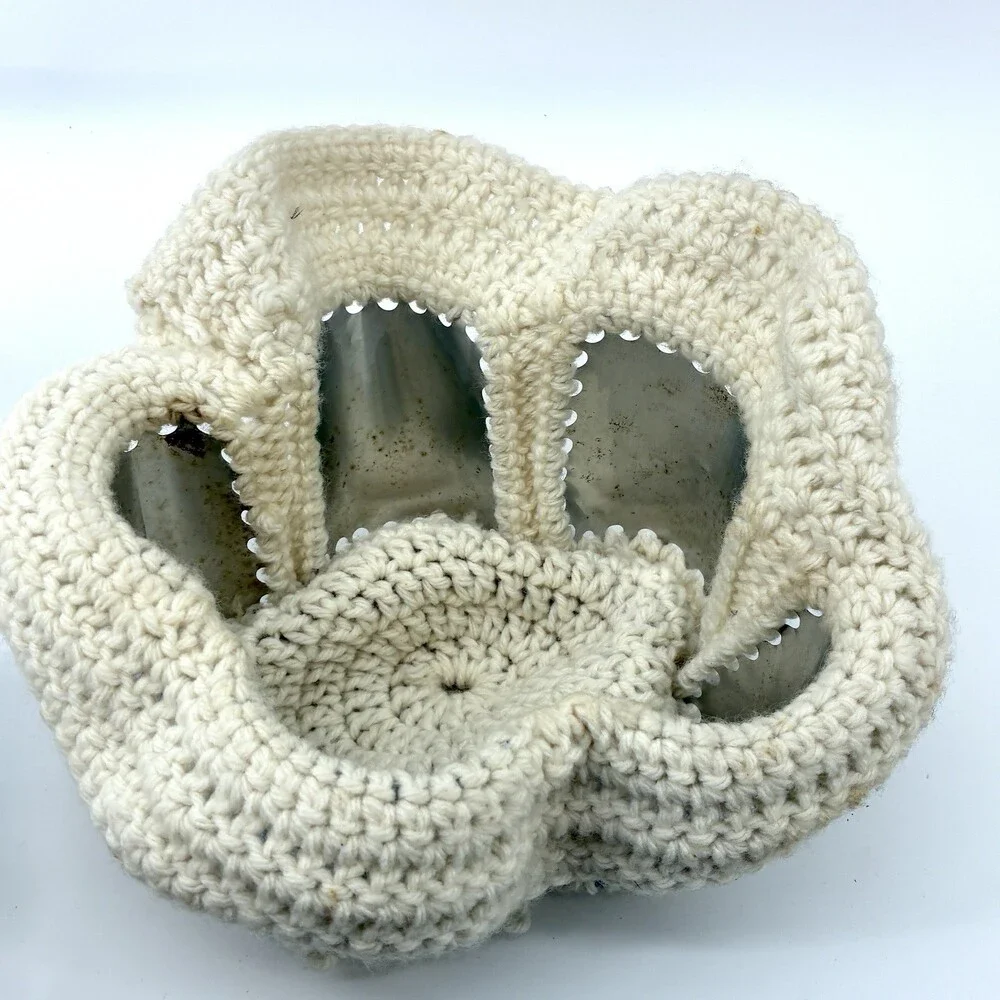 Vintage 1970s Busch Beer Can Crochet Hat Handmade Folk Art (S)